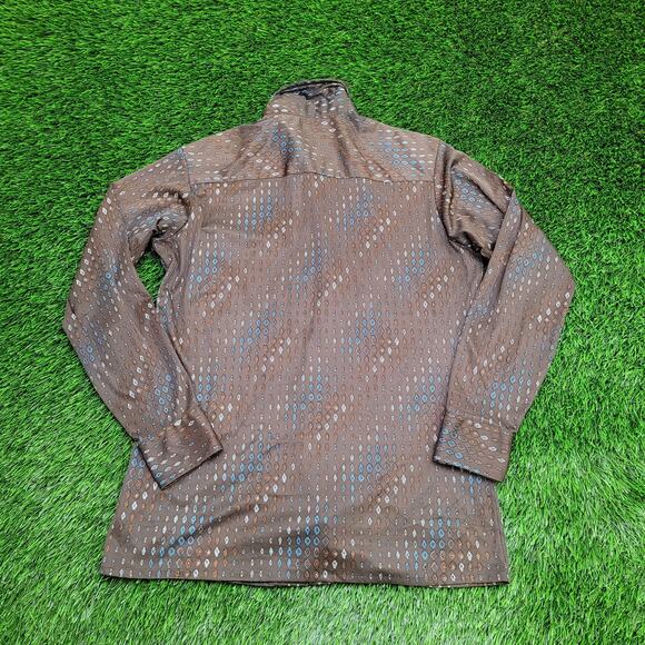 Vintage Van-Heusen Disco MOD Button Shirt Medium 19x28 Brown - Picture 2 of 11